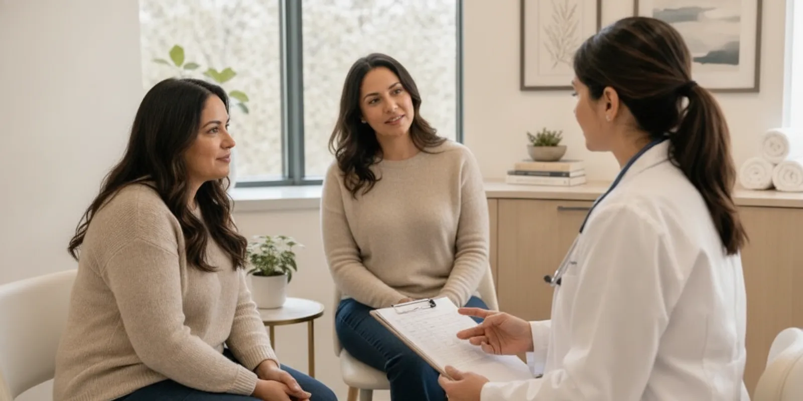 Clinician and patient reviewing a weight management plan together