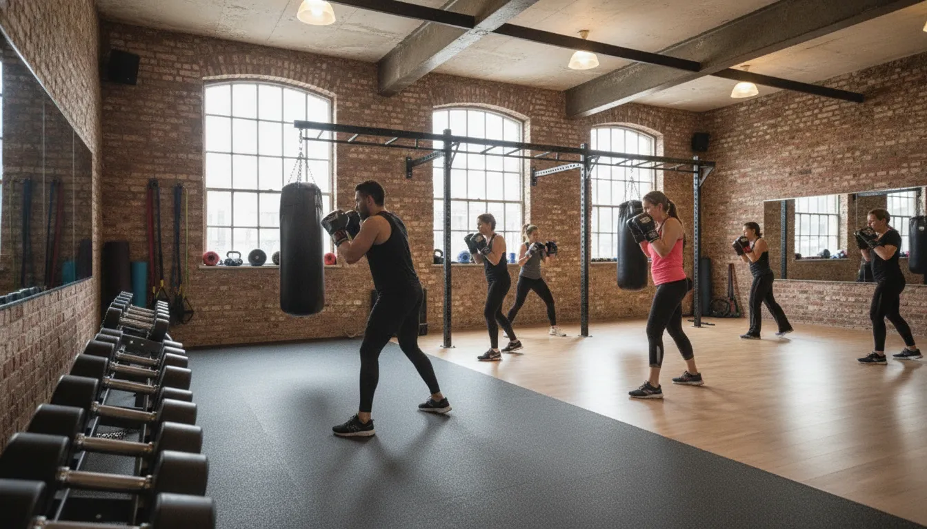Boxing fitness class in a functional New York gym