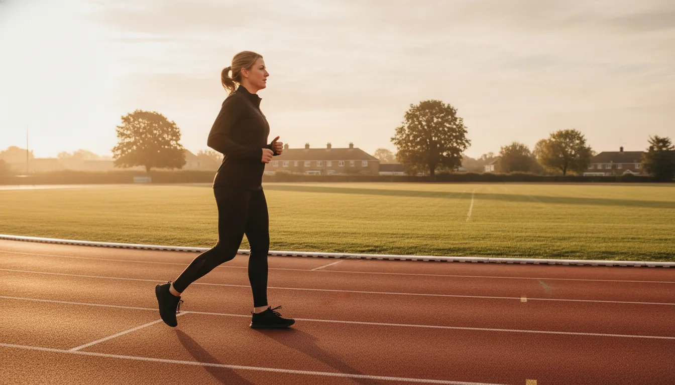 Runner training on an outdoor track