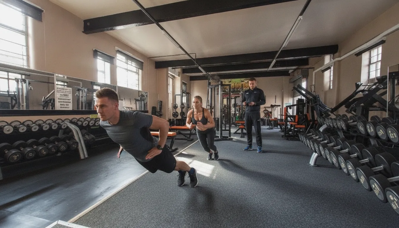 HIIT work and recovery intervals in a coached class