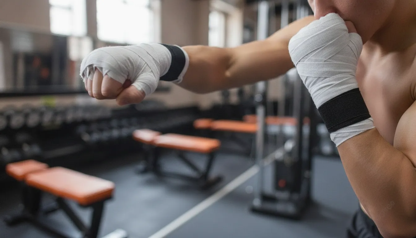 New boxer learning jab and hook technique during boxing fitness classes