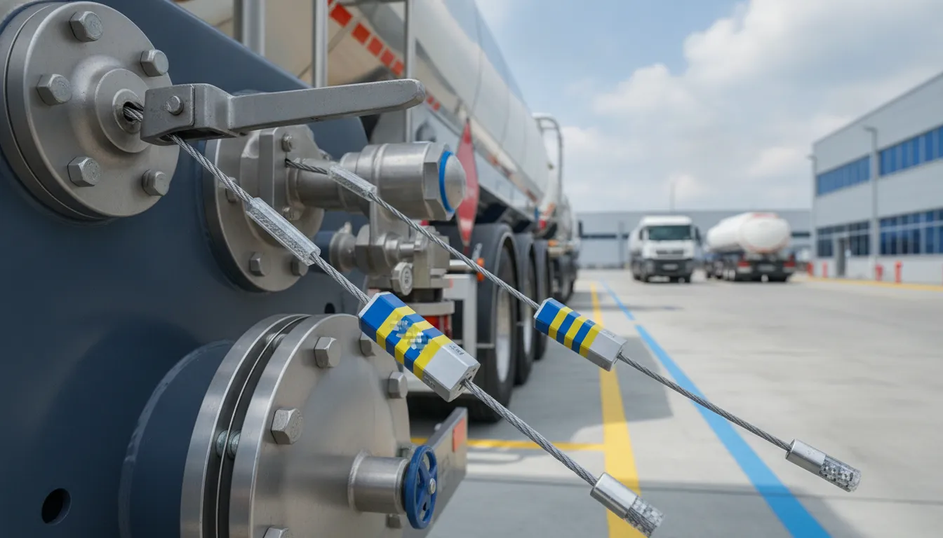 Steel cable seals routed through irregular tanker hatch hardware
