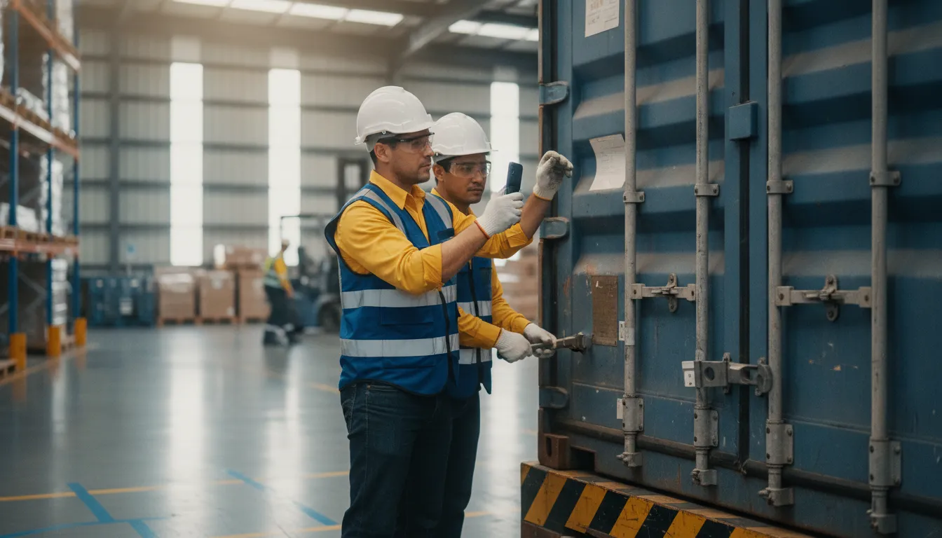 Receiving team documenting a cargo seal discrepancy