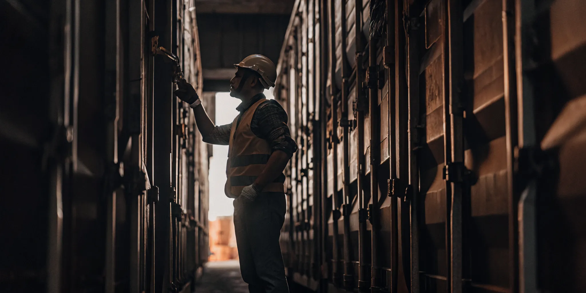 Inspector checking tamper evident seals vs security seals on cargo