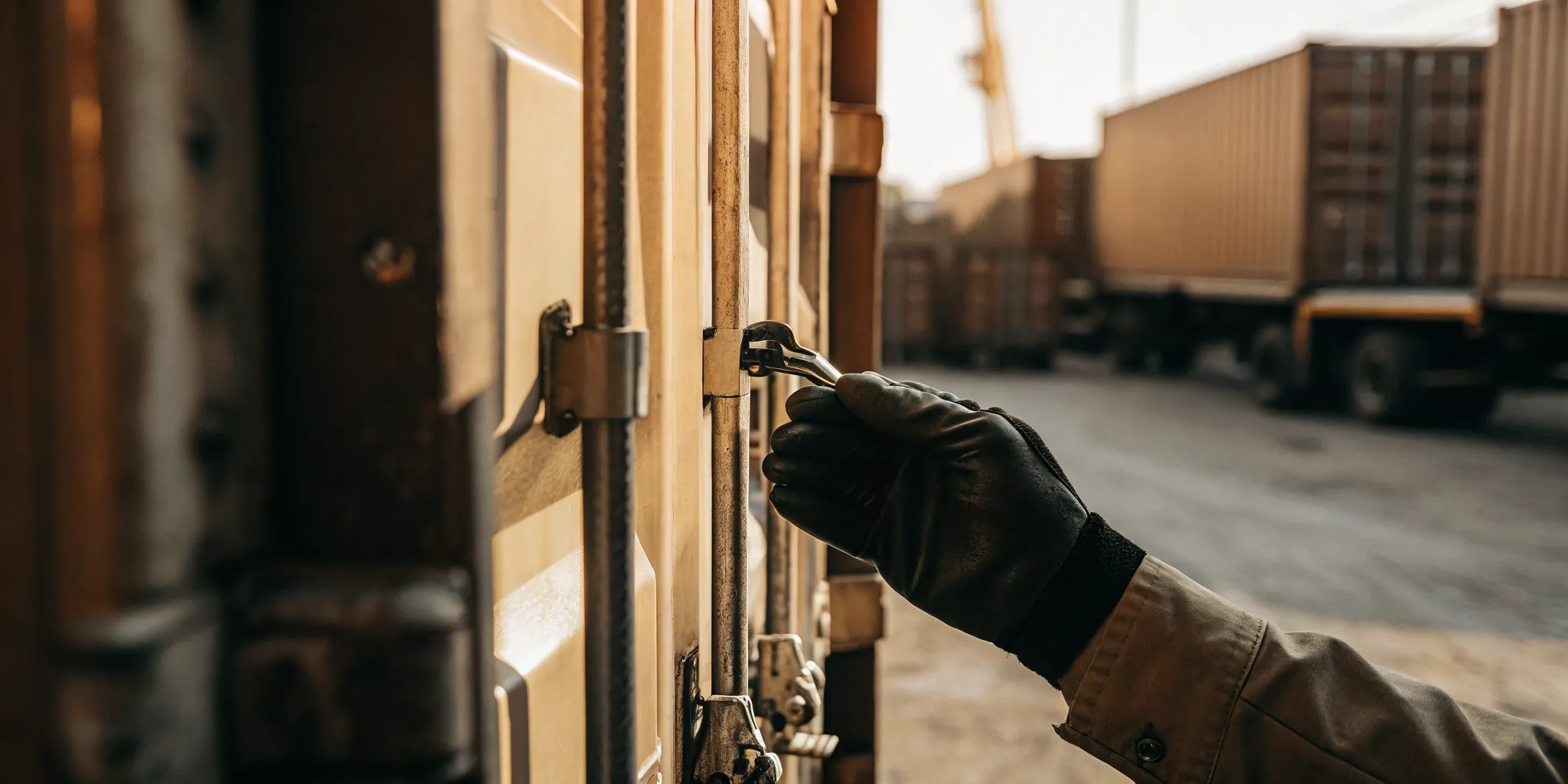 Logistics professional inspecting a high-security seal for supply chain compliance