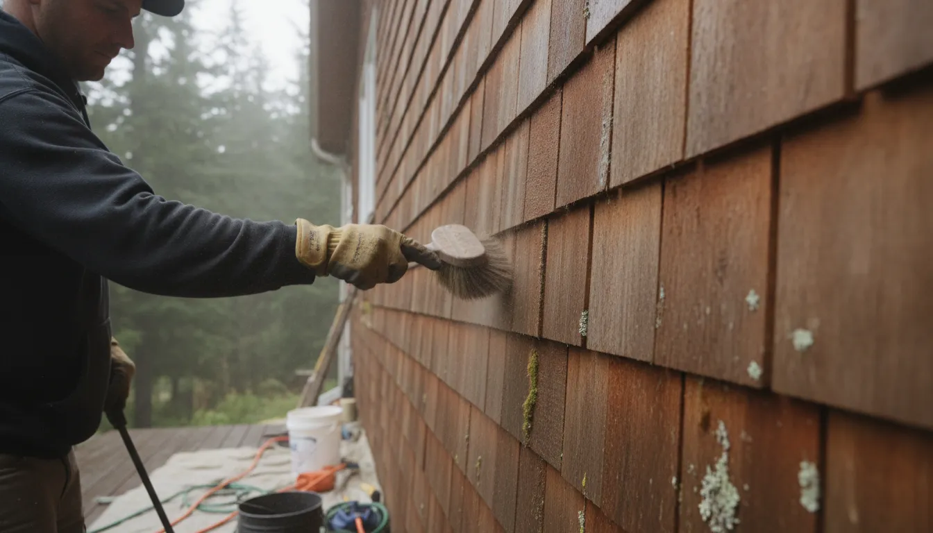 Gentle cleaning during cedar siding maintenance