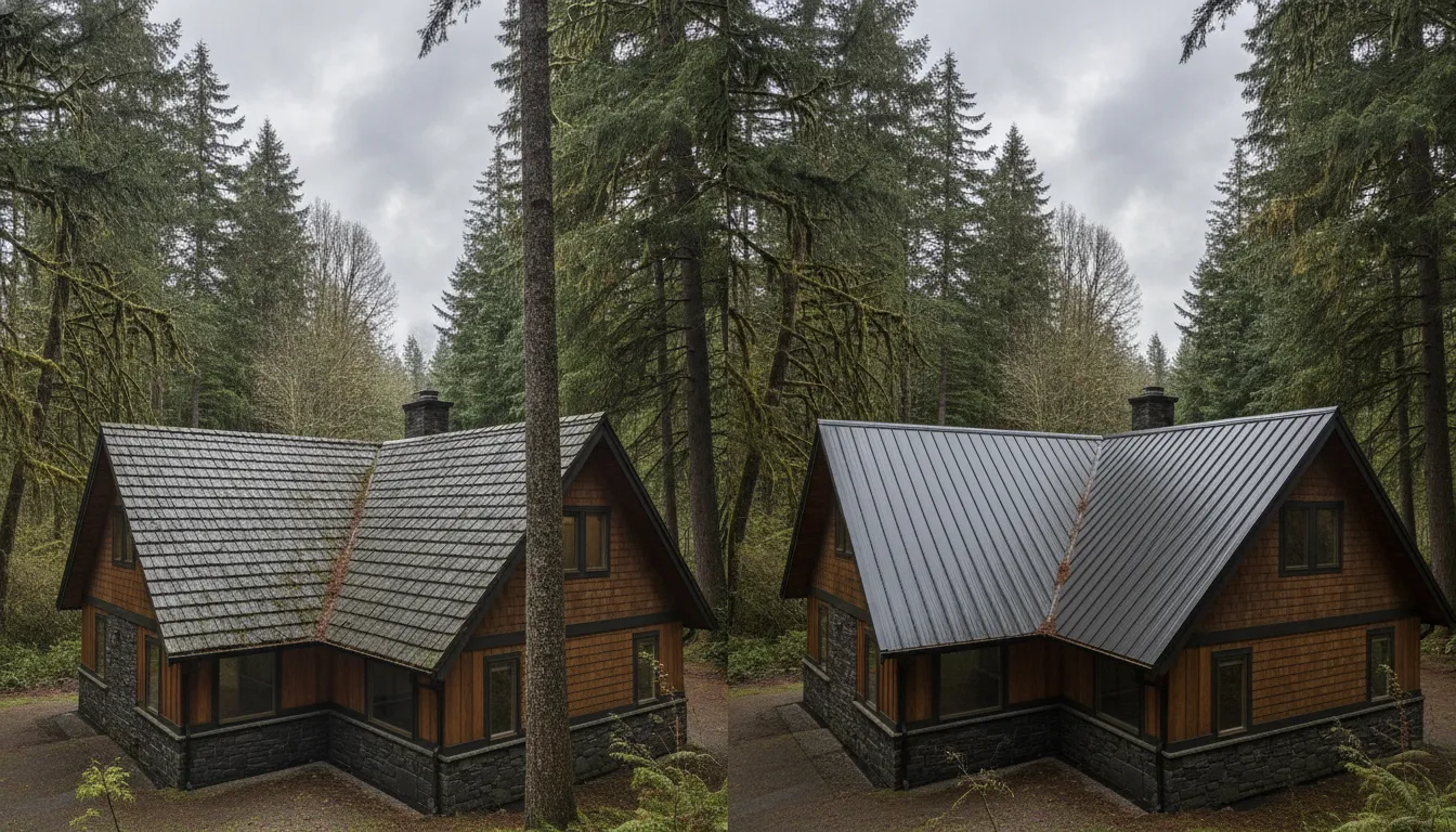 Asphalt shingle and metal roof materials suited to Washington homes