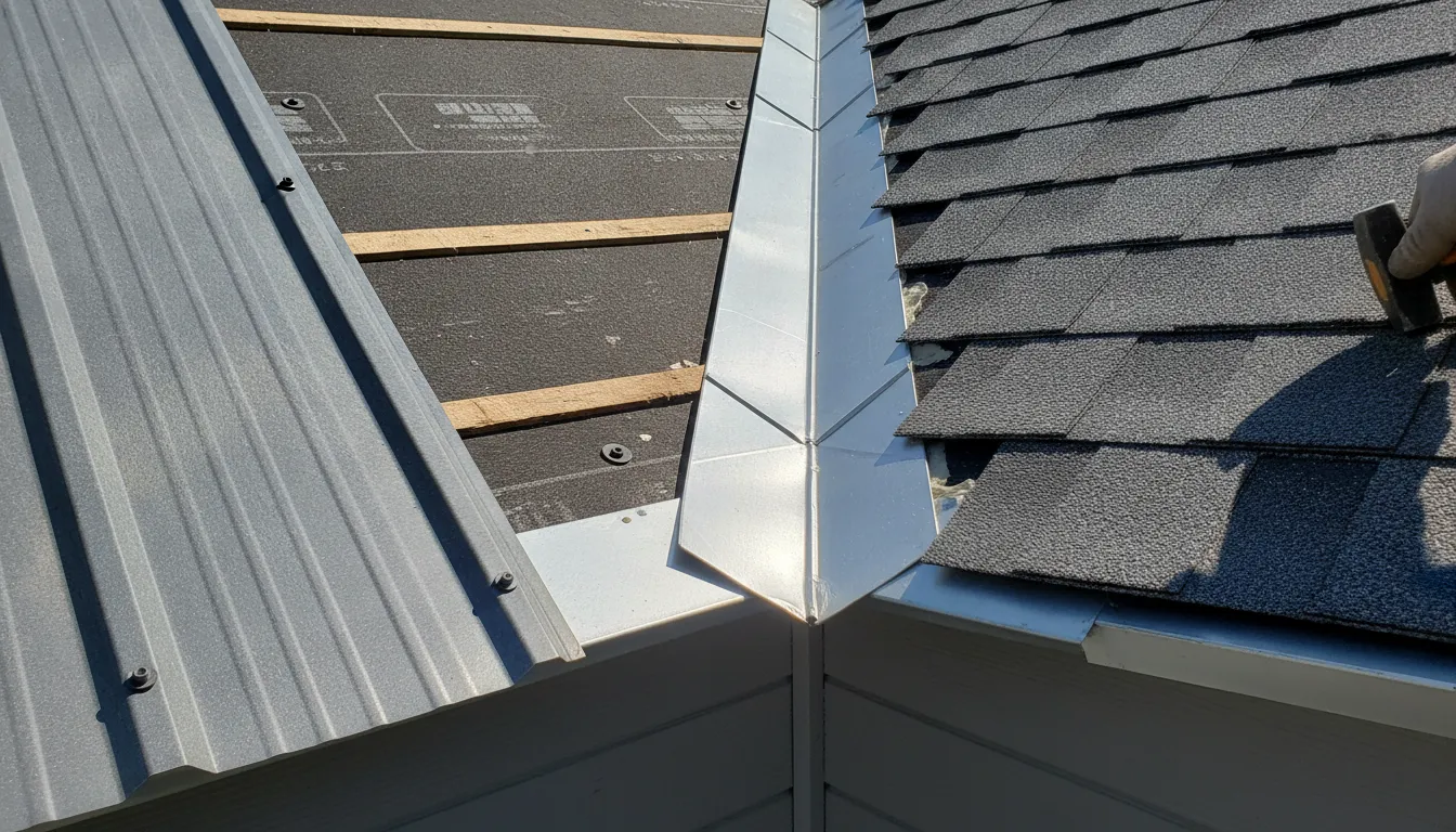 a close-up of roofing work