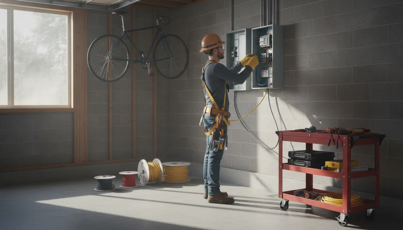 Professional electrician installing a new electrical panel in a Portland home during a residential service upgrade