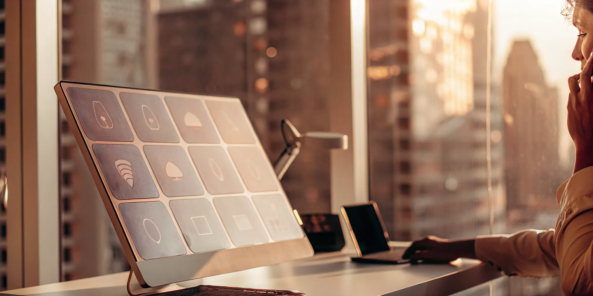 A team member practicing phone skills with a mock call app on a computer.