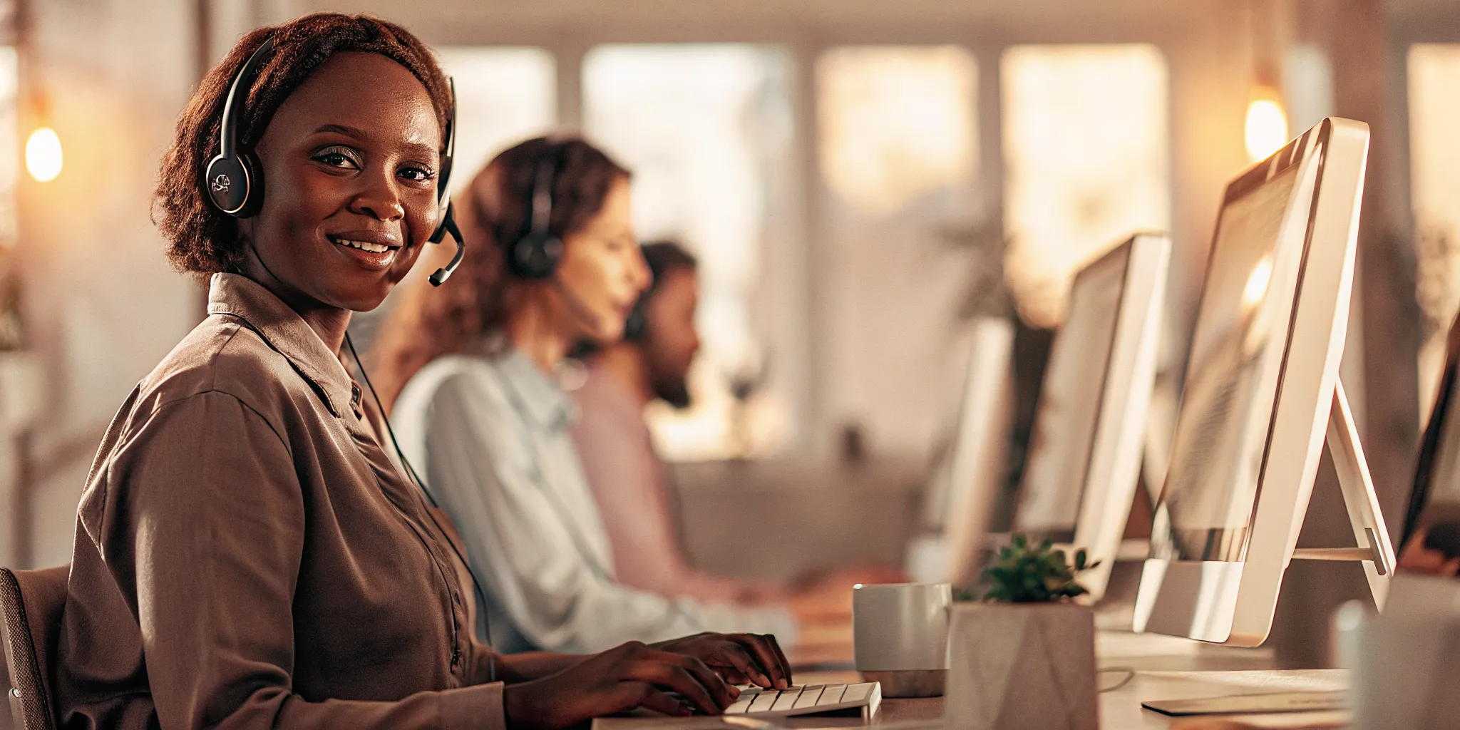 An example of assurance in a call center with an agent helping a customer.