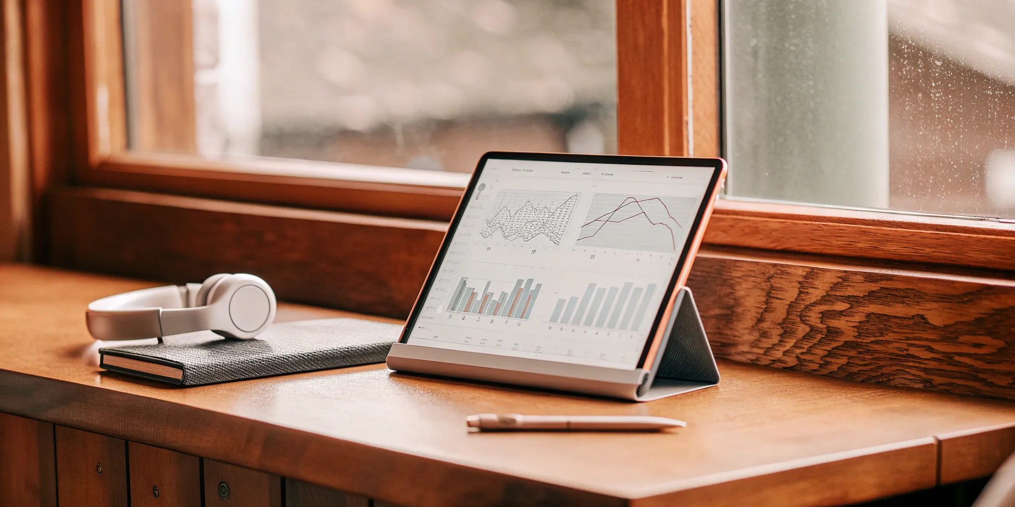 Call center knowledge management software dashboard displayed on a tablet.