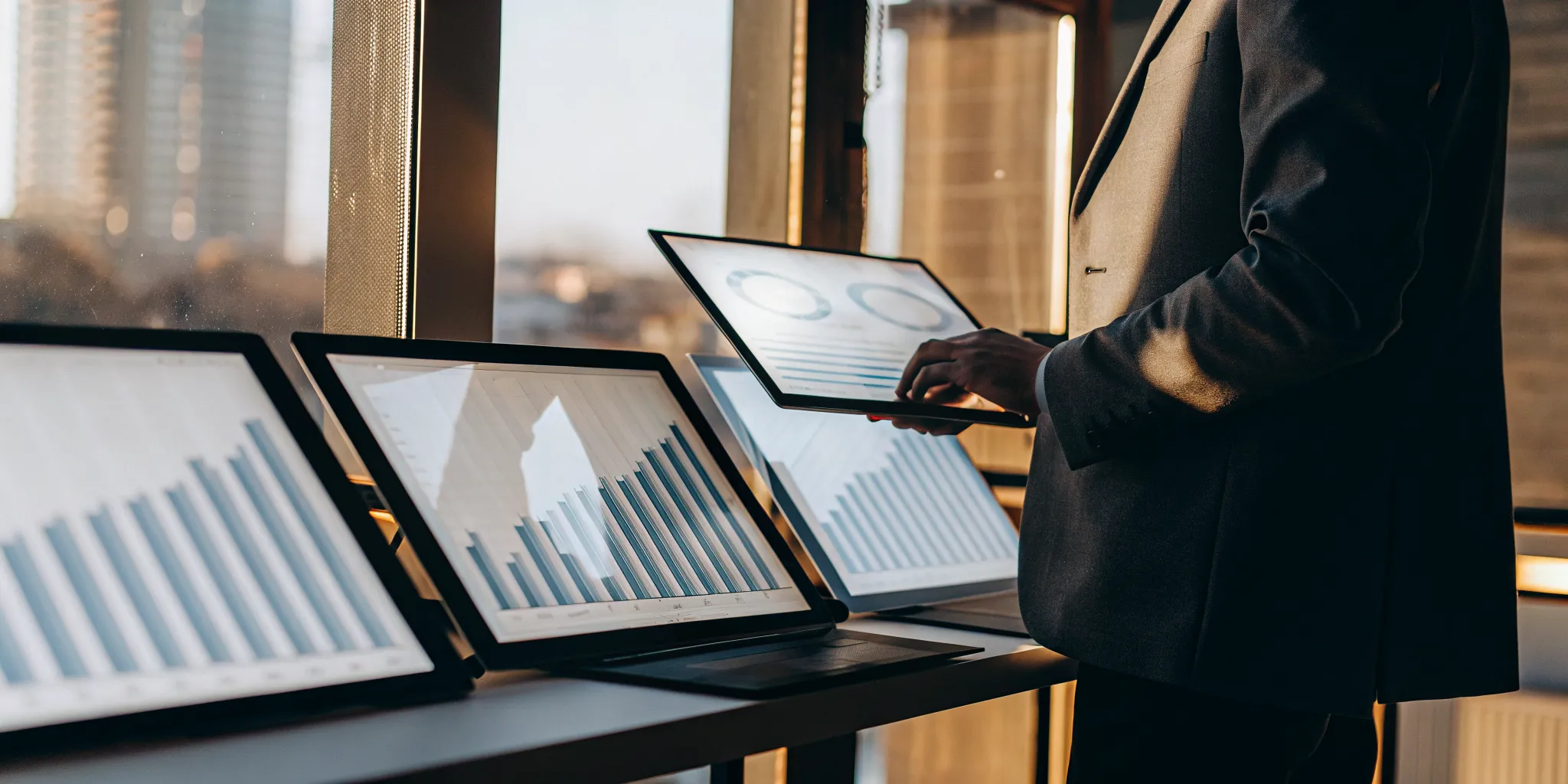 A claims manager analyzing key metrics for claims handler performance on a dashboard.