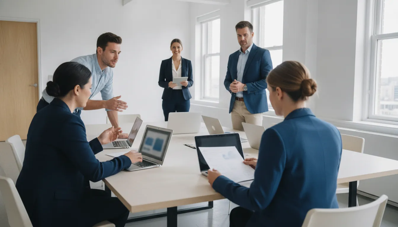 Claims operations team coordinating automated insurance claims workflows