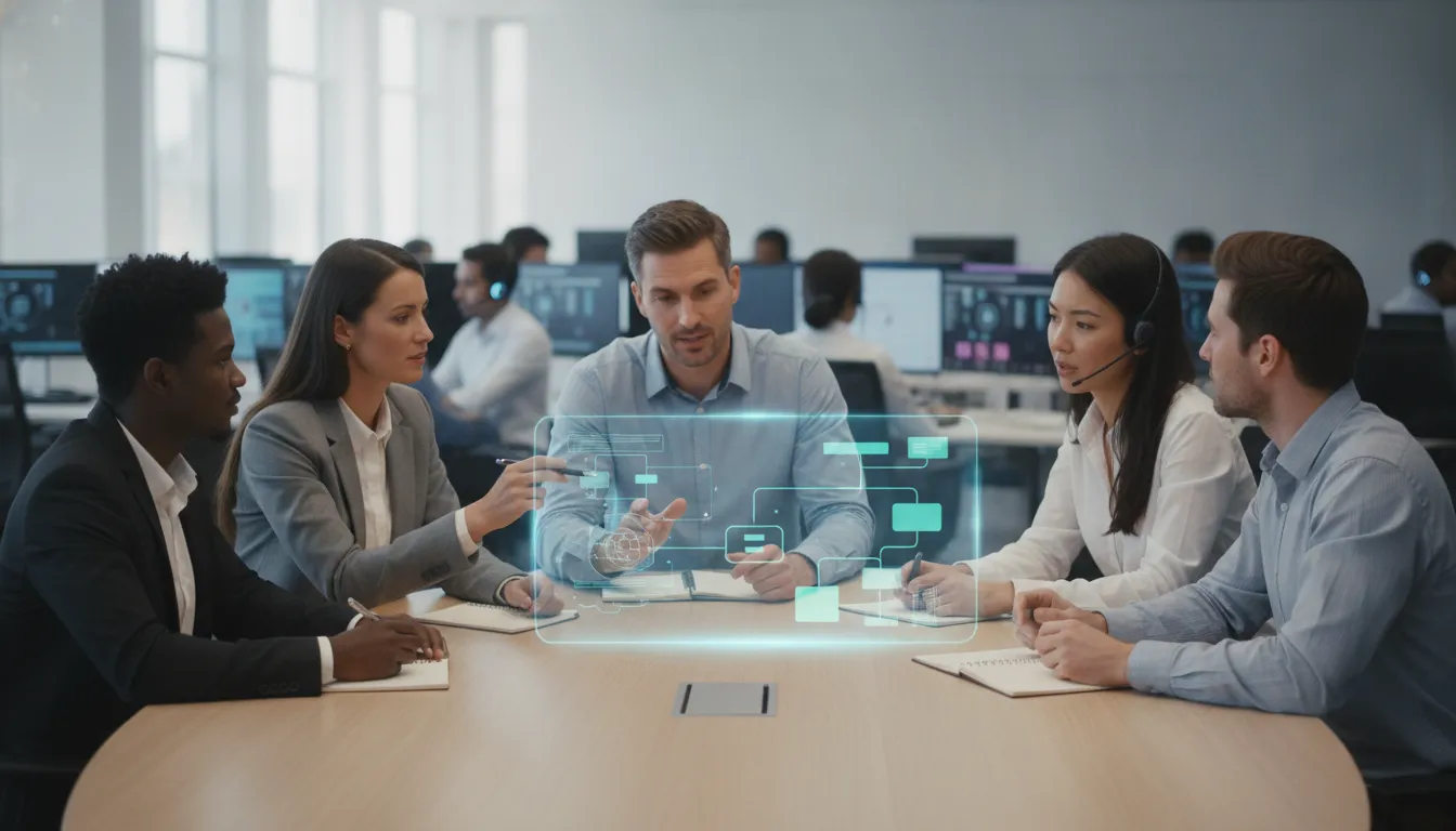 BPO operations leaders reviewing a connected service delivery workflow