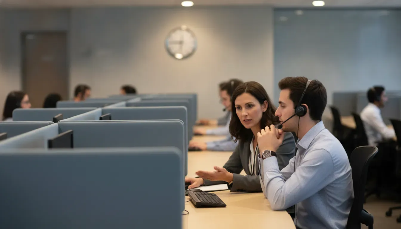 Operations leaders discuss performance data as part of a contact center coaching plan