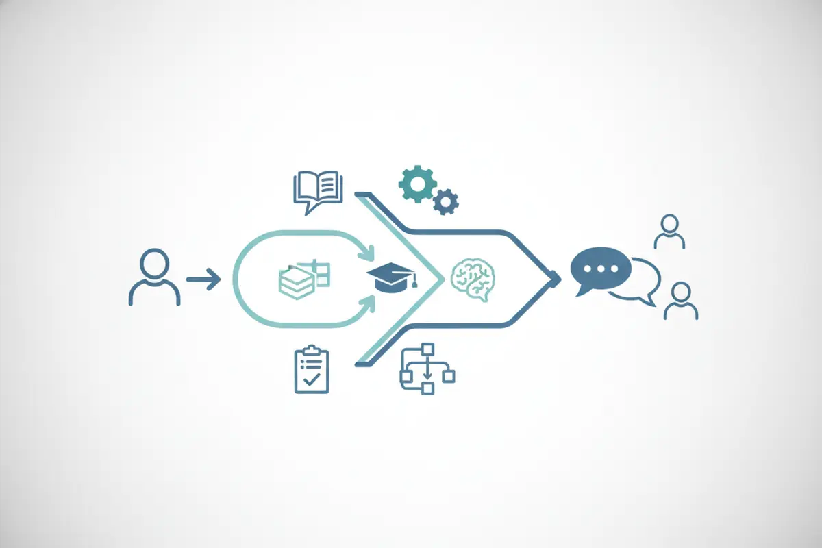 Diagram of employee observations routed to coaching, knowledge, learning, or operational review