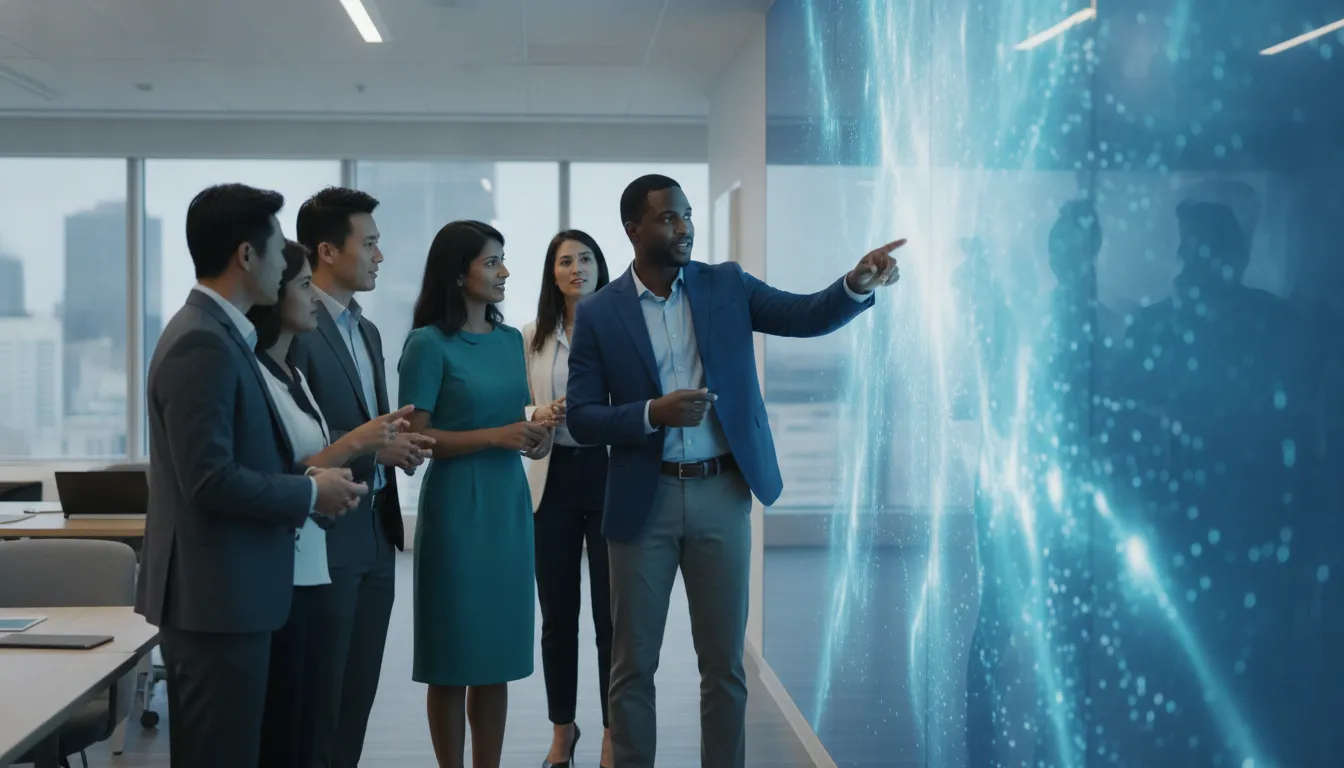 Supervisor reviewing contact center performance insights with an operations team