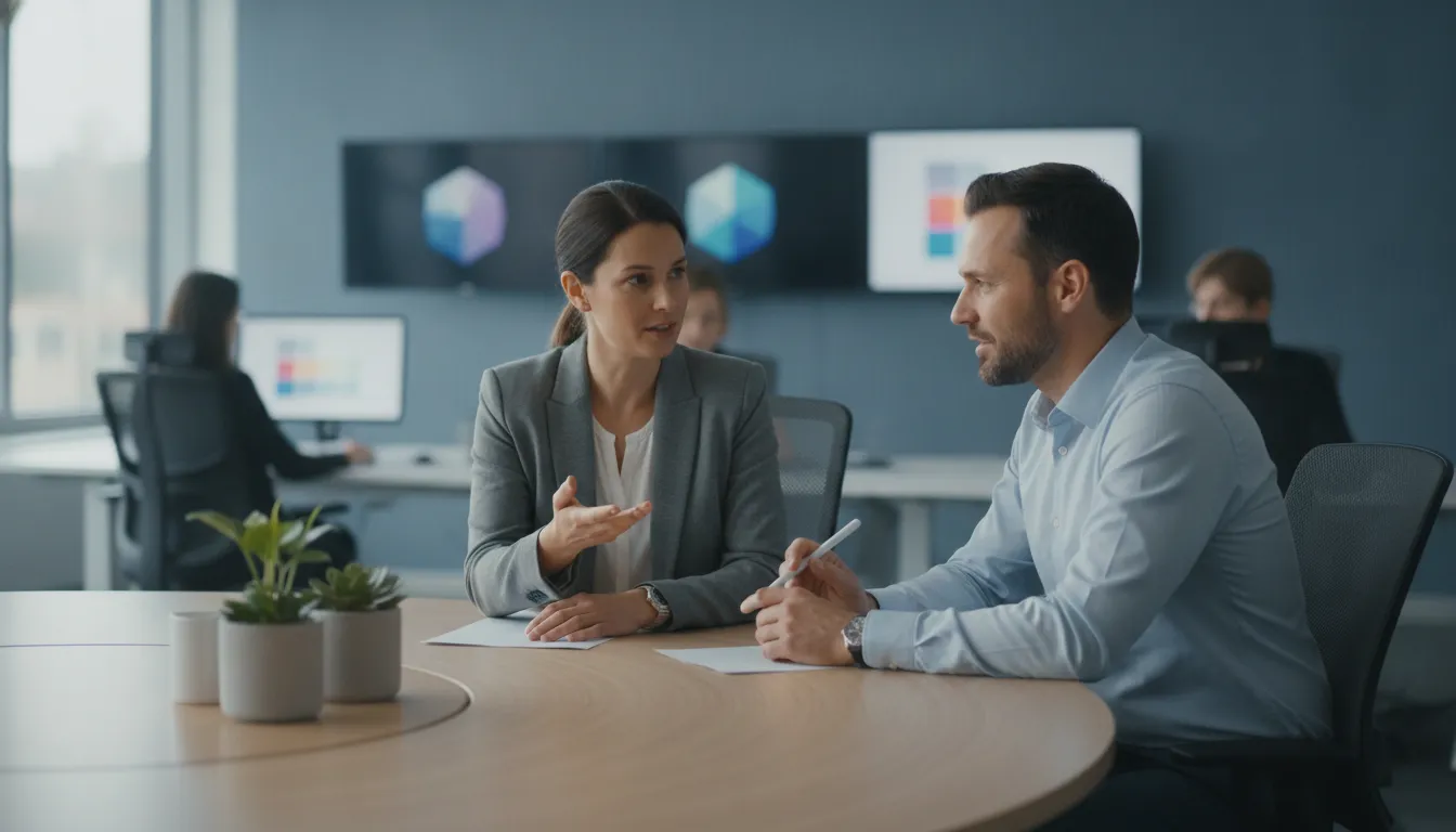 Operations team collaborating with AI-assisted knowledge management in a contact center