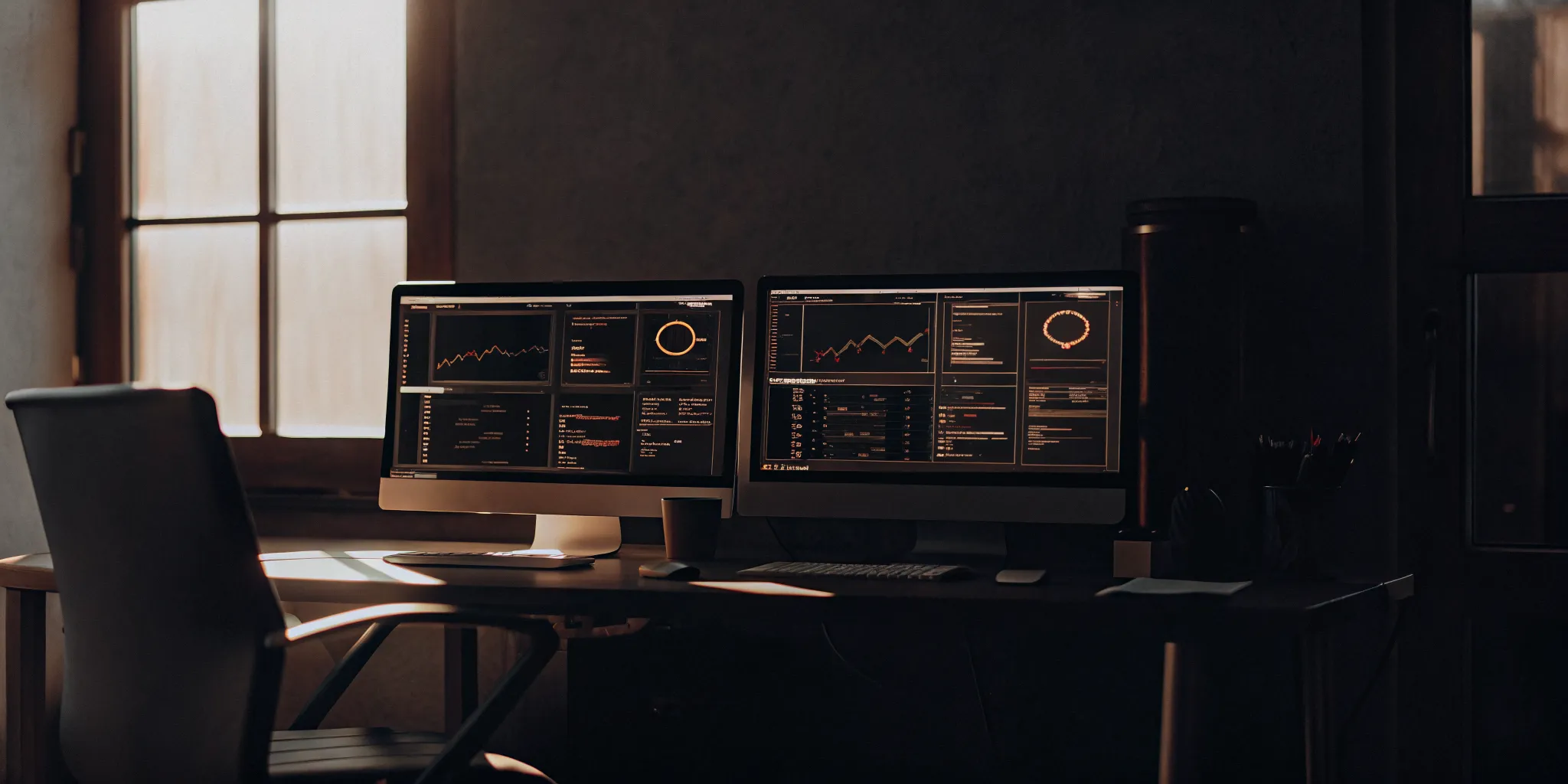 A modern, bright call center operations room with computer monitors displaying live performance dashboards, graphs, and CRM metrics representing structured FCR strategies.