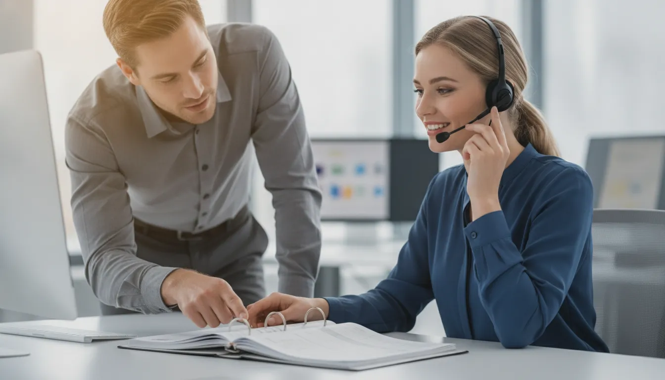 Operations leader reviewing an AI-assisted knowledge governance process with a team
