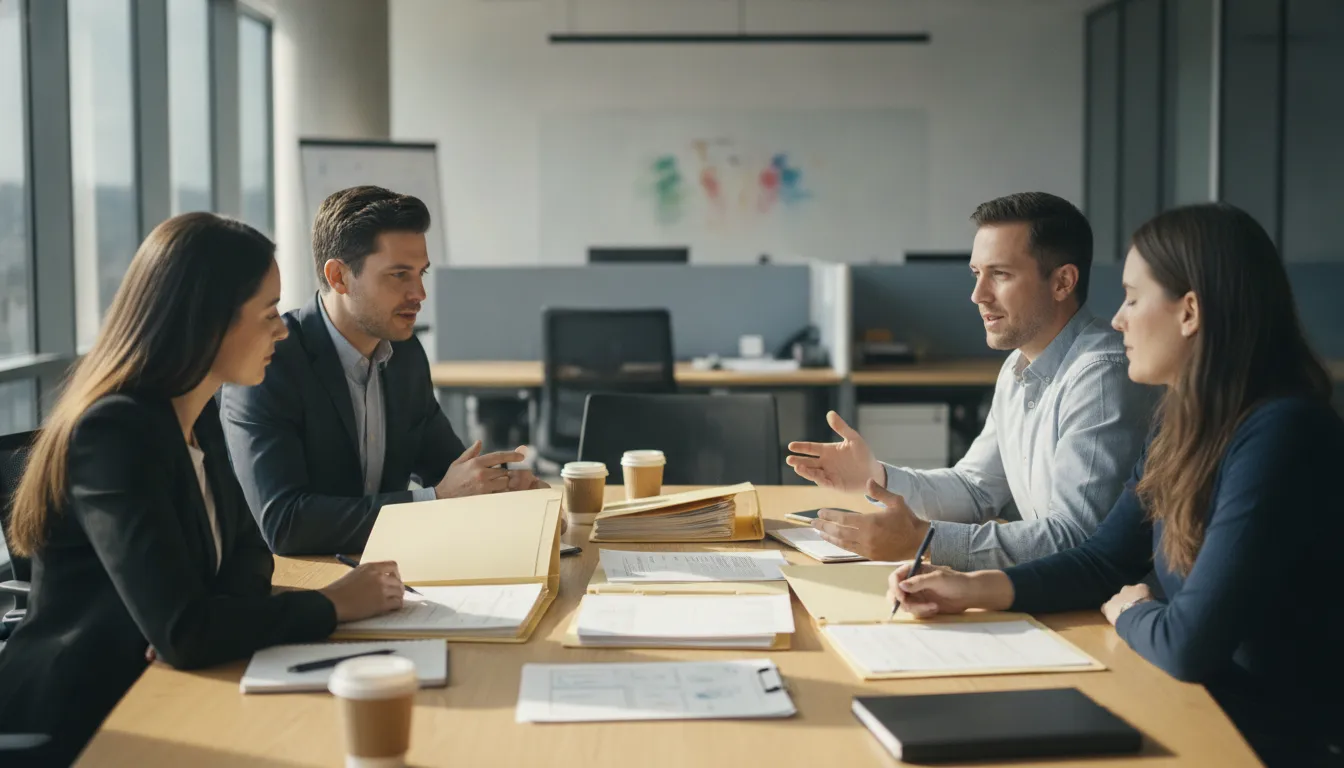 Insurance underwriting team collaborating on a consistent review workflow