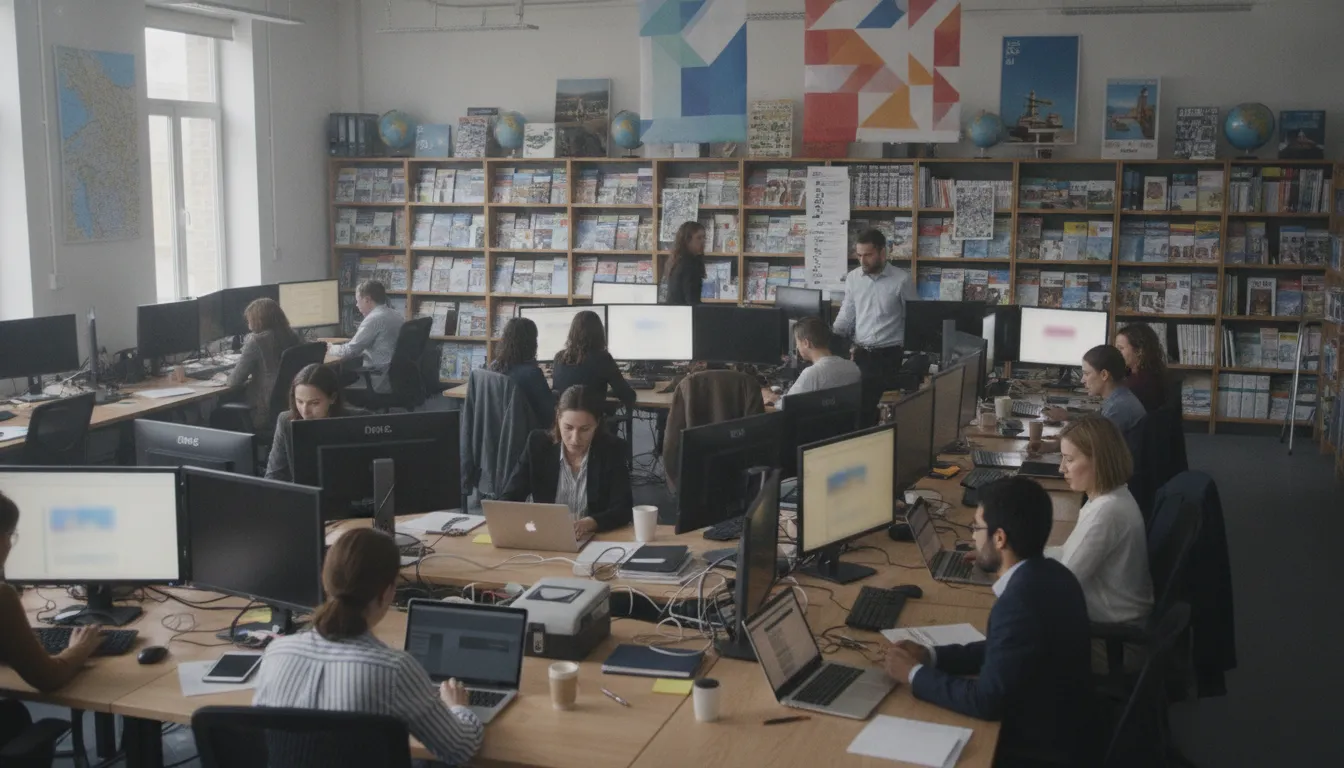 Tour operator team coordinating multiple travel brands from one platform