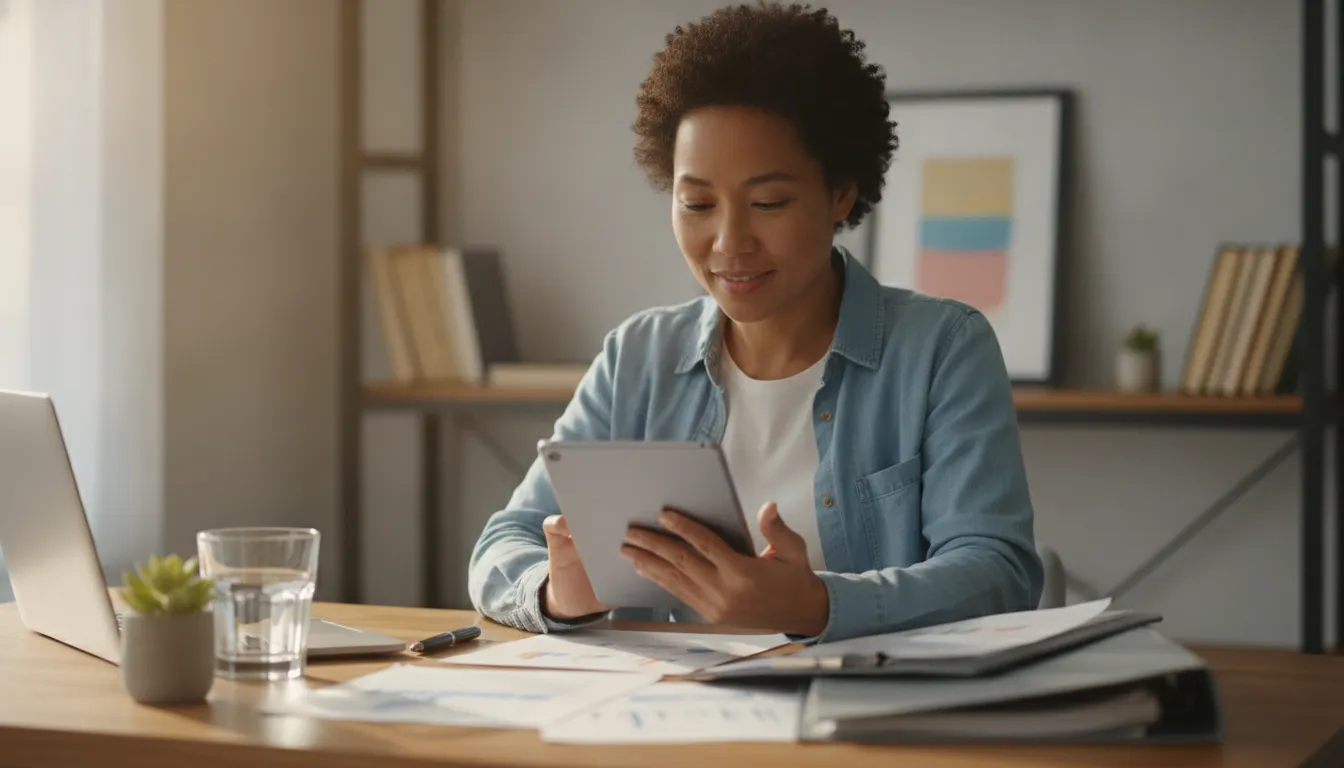 Person comparing a credit report and credit score at a desk