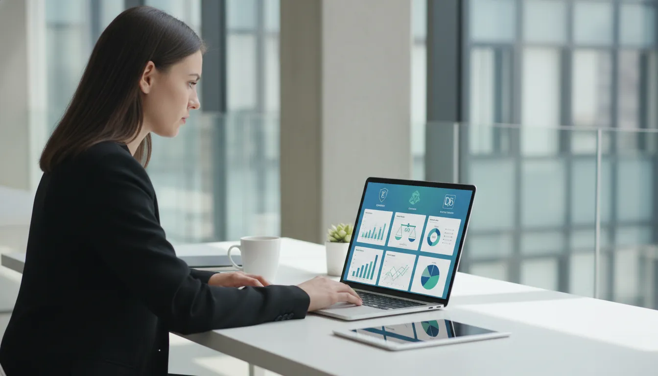 Business credit reporting agencies comparison report on a laptop