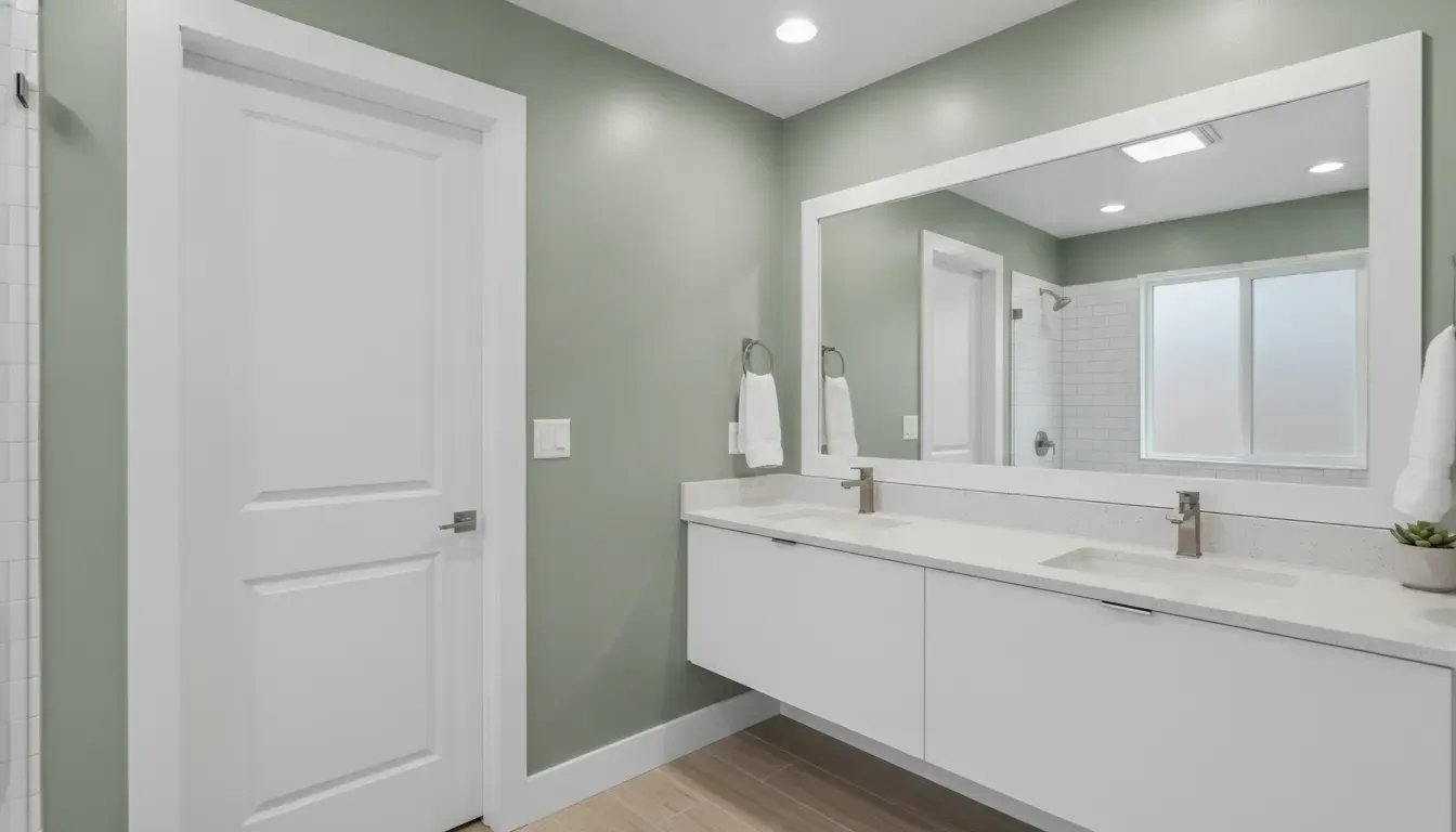Fresh satin bathroom walls and durable trim in a Boise home