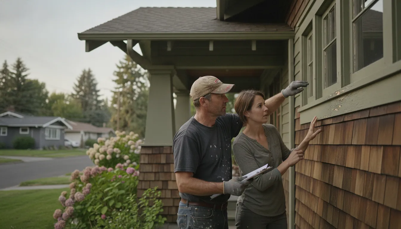 Paint Boise exterior painter inspecting siding and trim before an HOA project