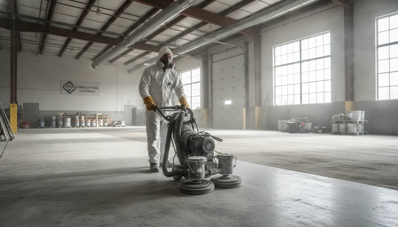 Professional concrete grinding prep for warehouse painting Boise floor coatings