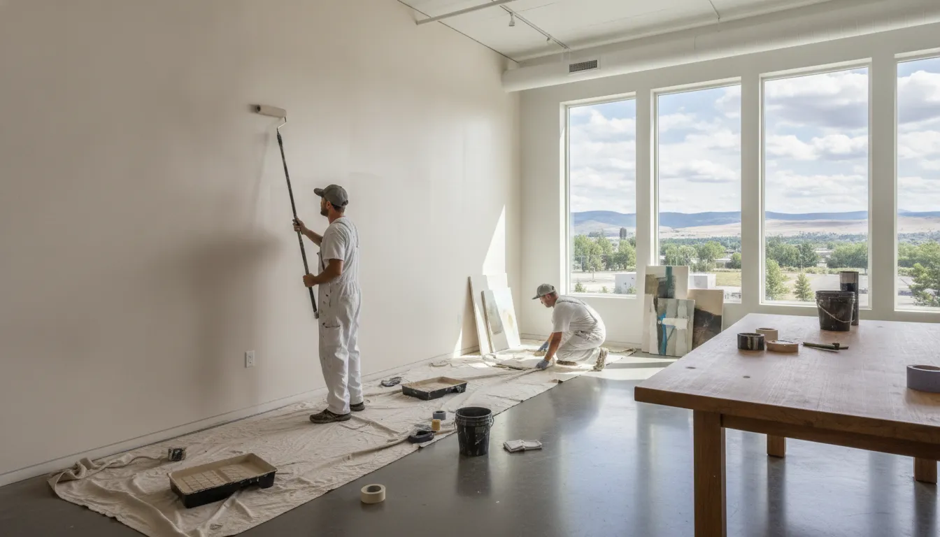 Commercial painter refreshing a Boise office interior