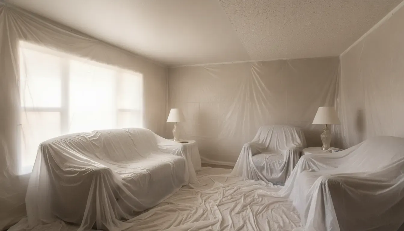 Room protection prepared before popcorn ceiling removal services