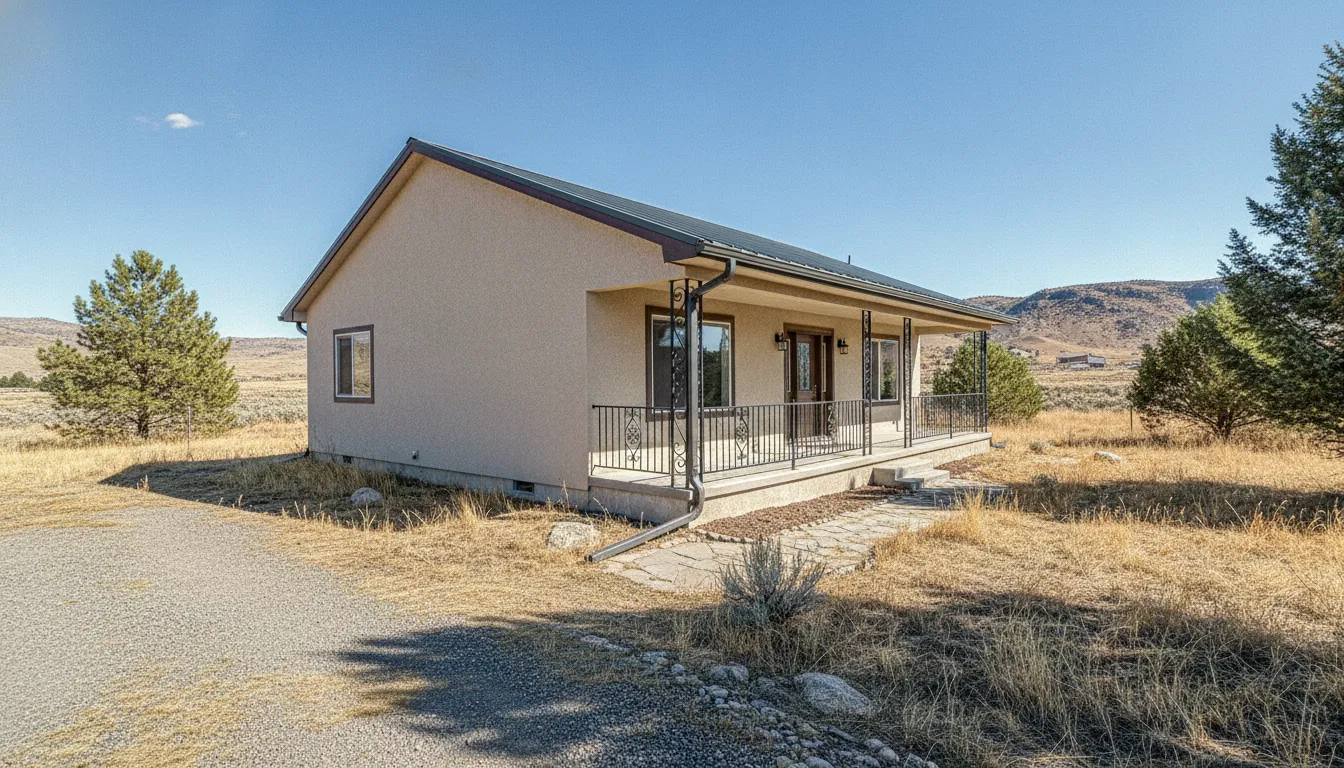 Freshly painted metal gutters and a black wrought-iron railing on a Boise home