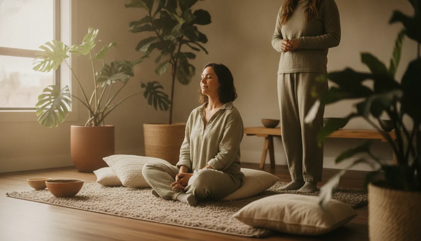 Colorado psilocybin facilitator creating a calm healing-center setting
