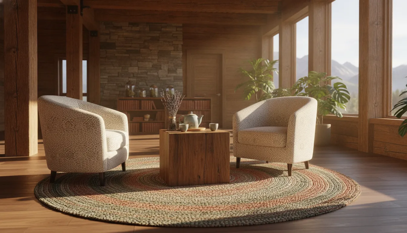 Warm natural medicine healing center interior in Colorado