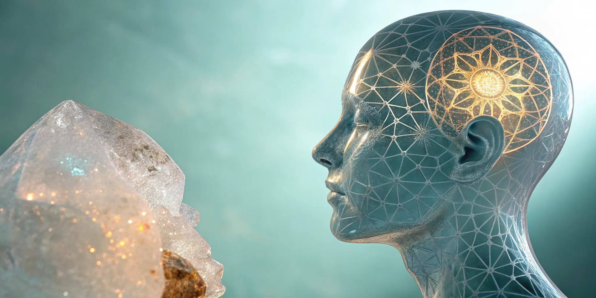 A person's glowing brain activity shows the healing process of psychedelic for PTSD therapy.
