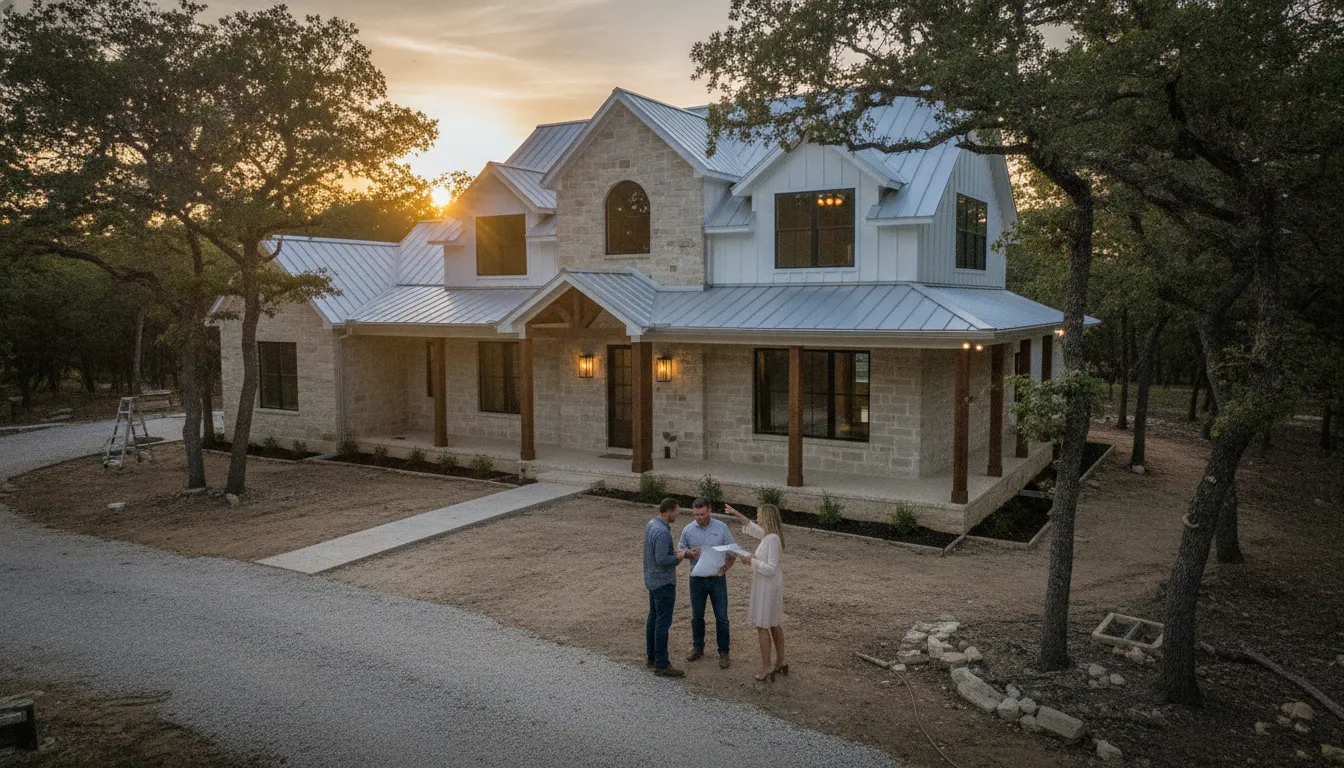 Build on your lot builder reviewing a Texas Hill Country home site