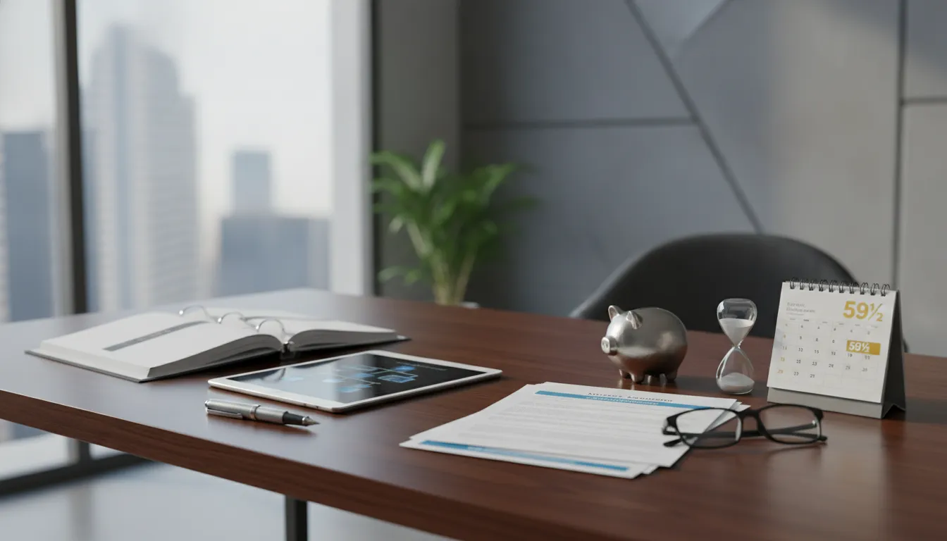 Annuity documents and a calendar marking age 59½ for penalty-free withdrawals.