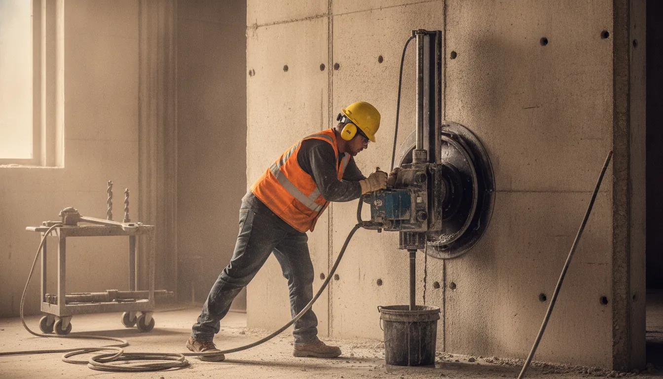 What is concrete core drilling in a reinforced slab