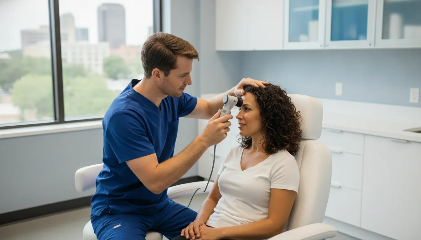 Hair Transplant Near Lenexa, KS: What Patients Should Know 1 Physician discussing hair transplant options with a patient near Lenexa, Kansas