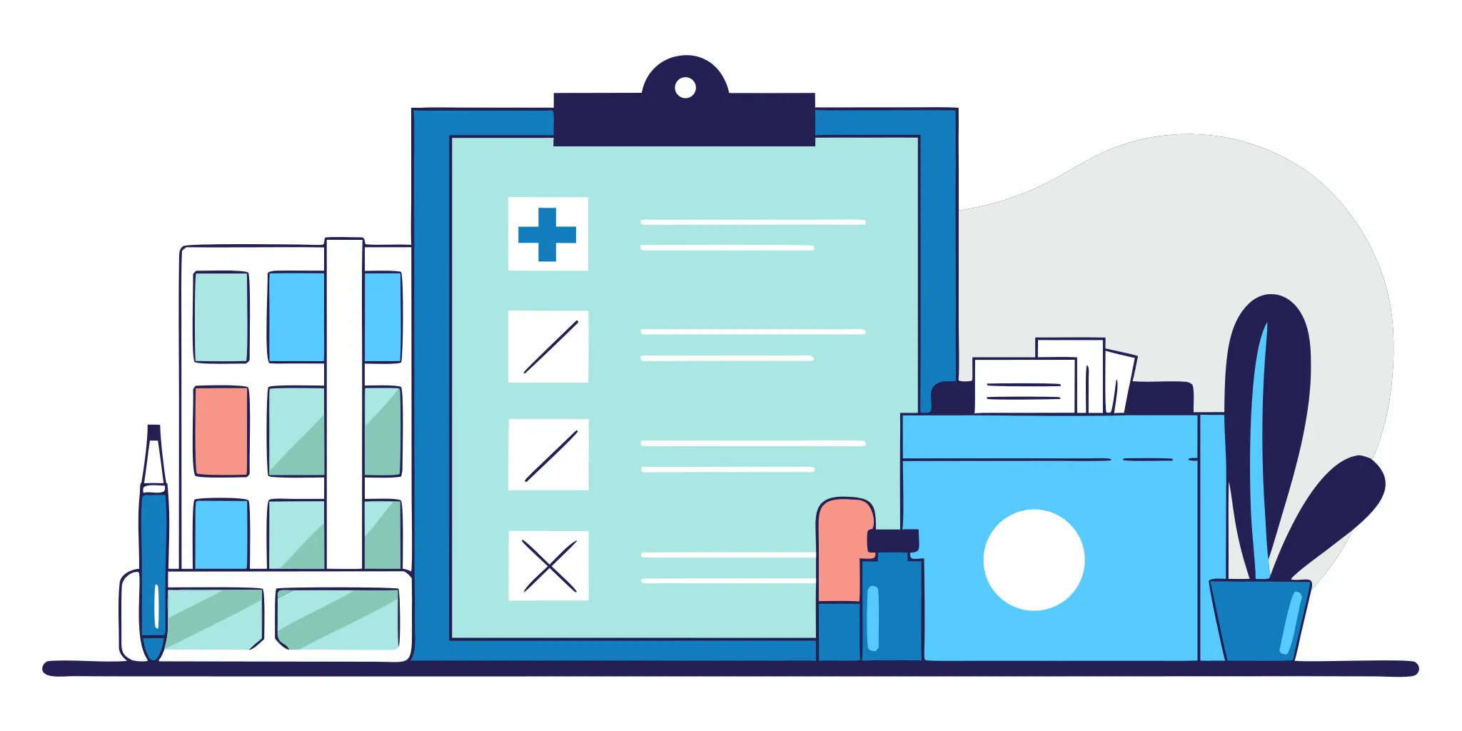 Credentialing checklist on a clipboard in a medical office setting representing organized enrollment workflow