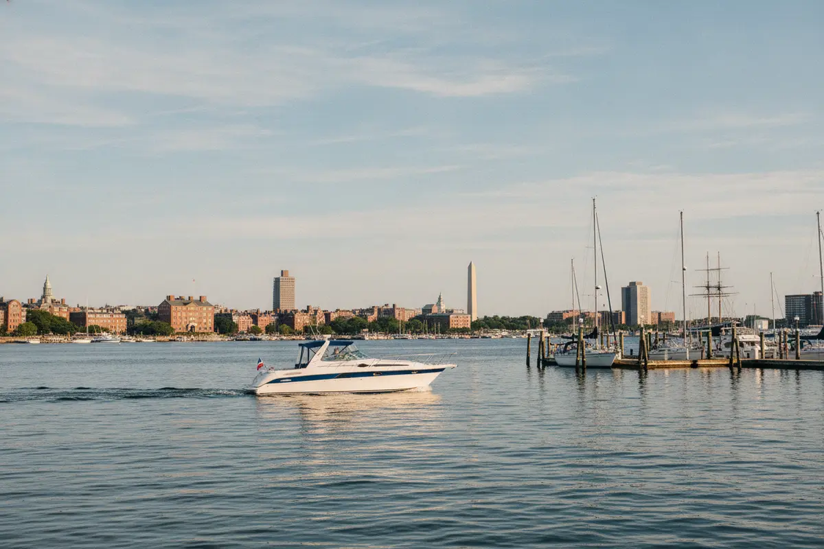 Boaters keeping a considerate distance from waterfront docks and other vessels