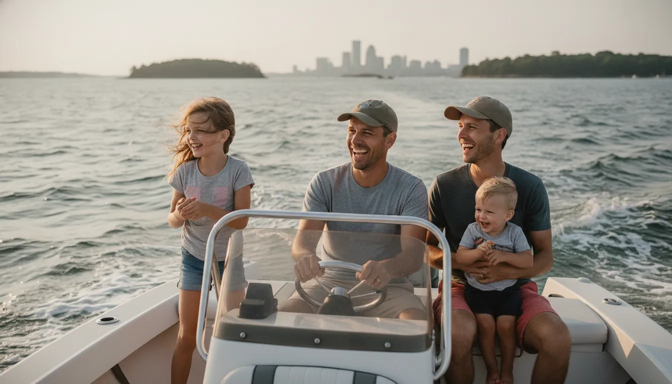 Boater enjoying a Massachusetts harbor outing