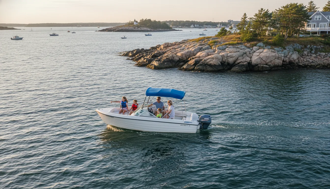 Boater enjoying a day on a New England harbor