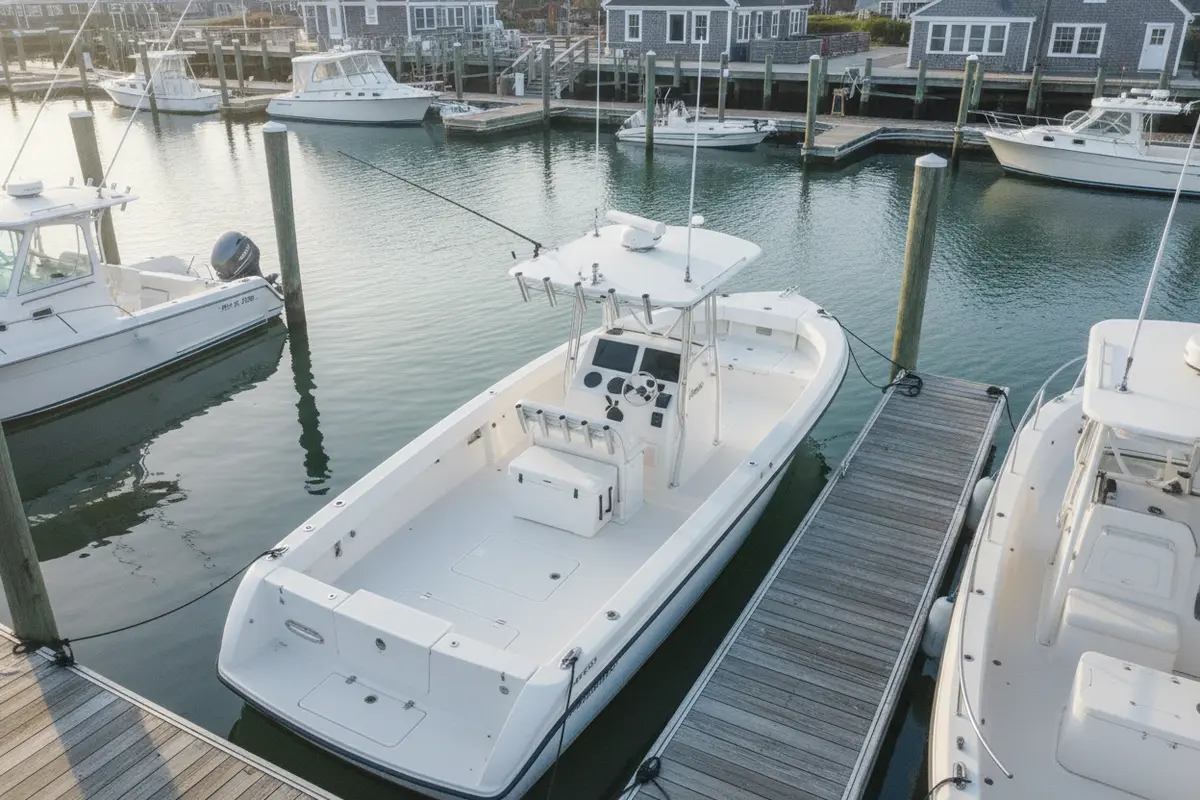 Open deck layout on a center-console fishing boat
