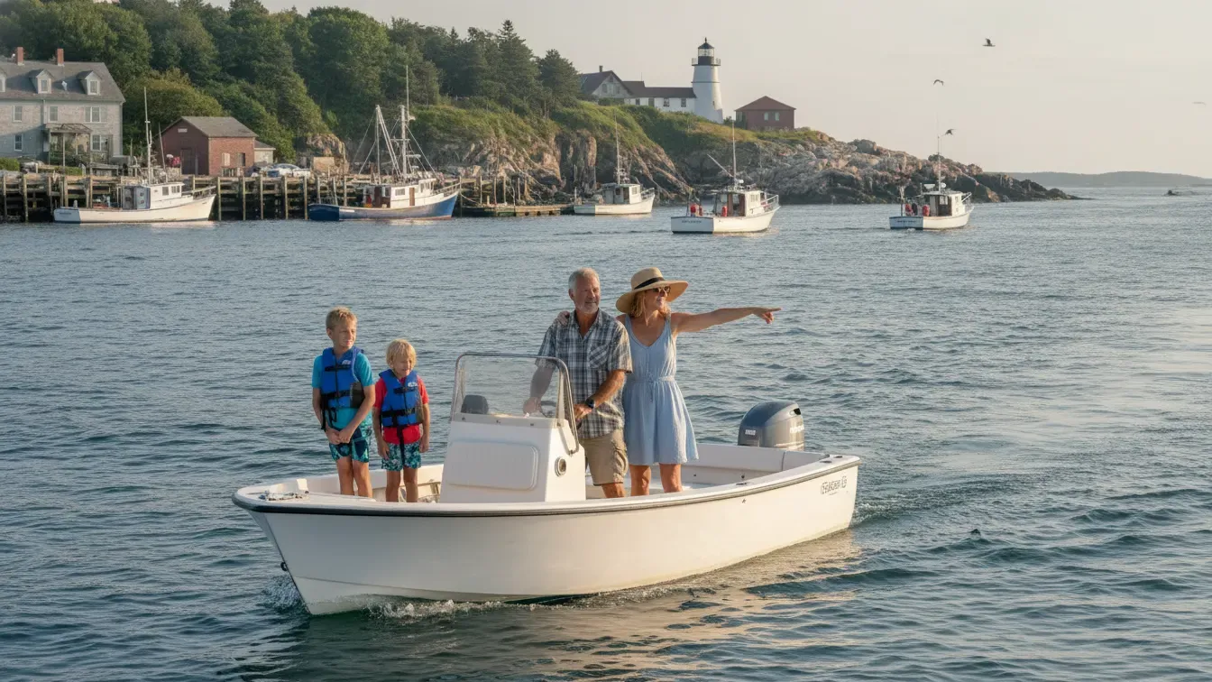 Family planning a summer boating route near Gloucester and Cape Ann