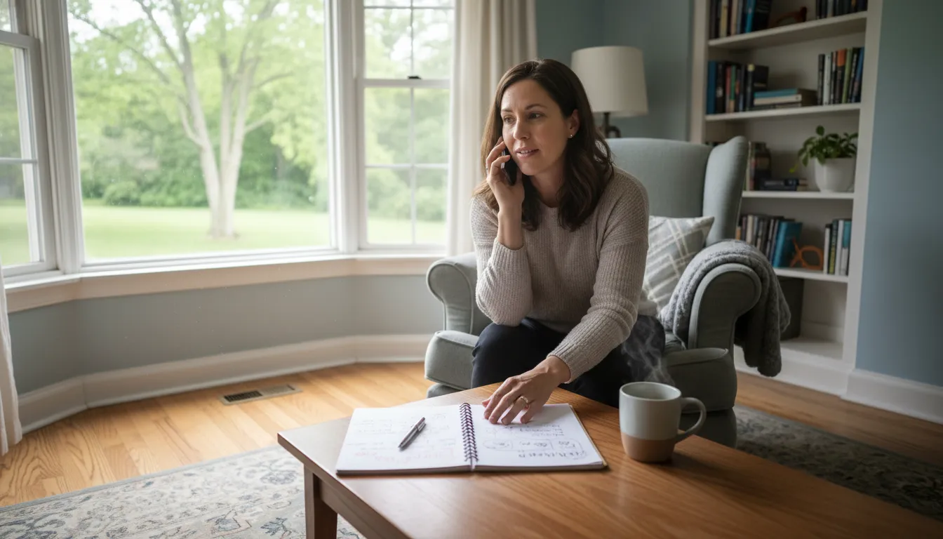Family member making a confidential call about Ohio rehab options