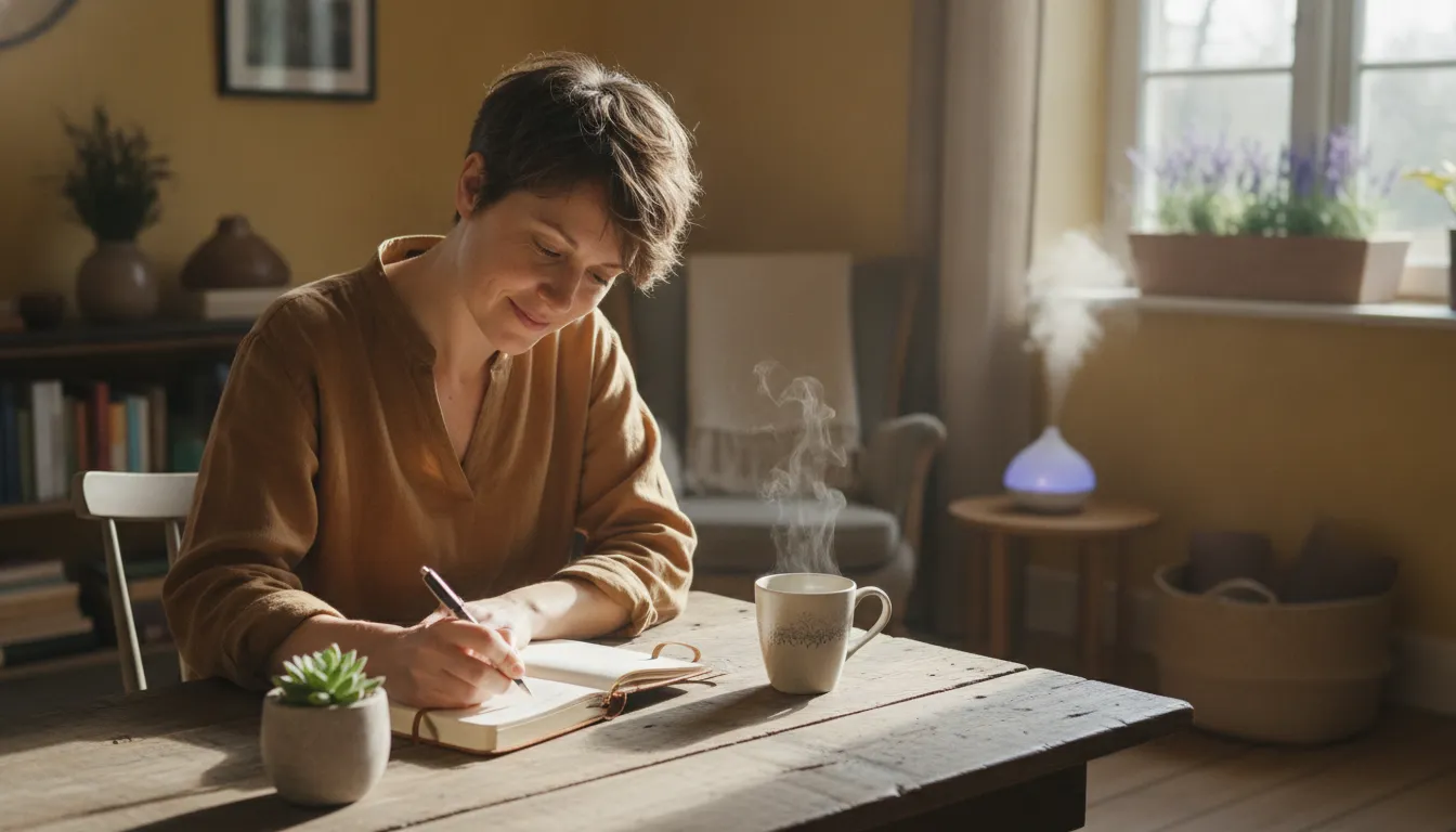 Adult journaling during a calm residential recovery routine